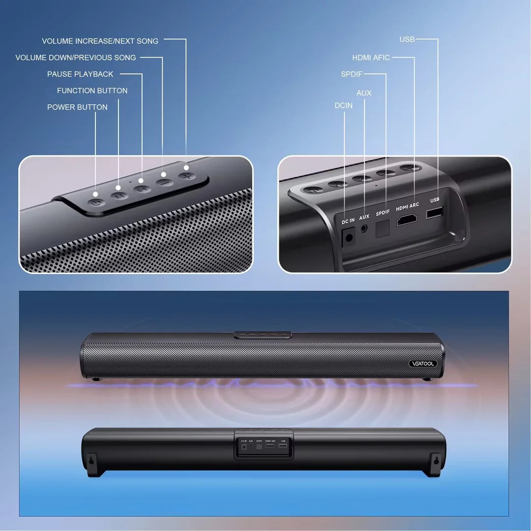 3D Bluetooth Surround Sound System TV Sound Bar for Home Theater
