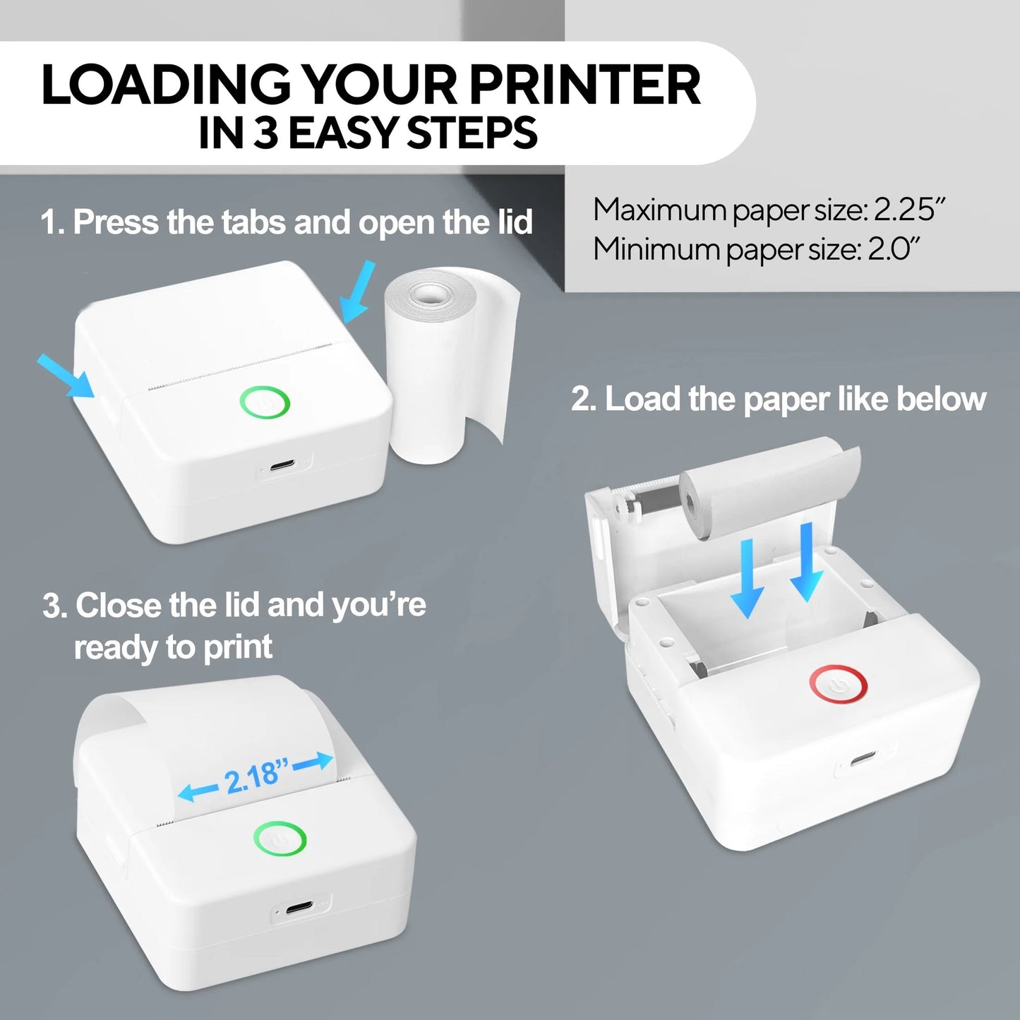 Wireless Mini Portable Inkless Thermal Printer & Label Maker + Paper