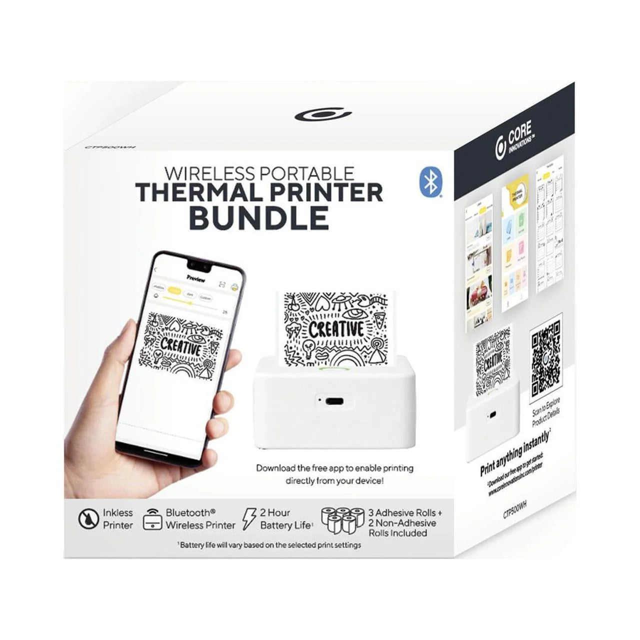 Wireless Mini Portable Inkless Thermal Printer & Label Maker + Paper