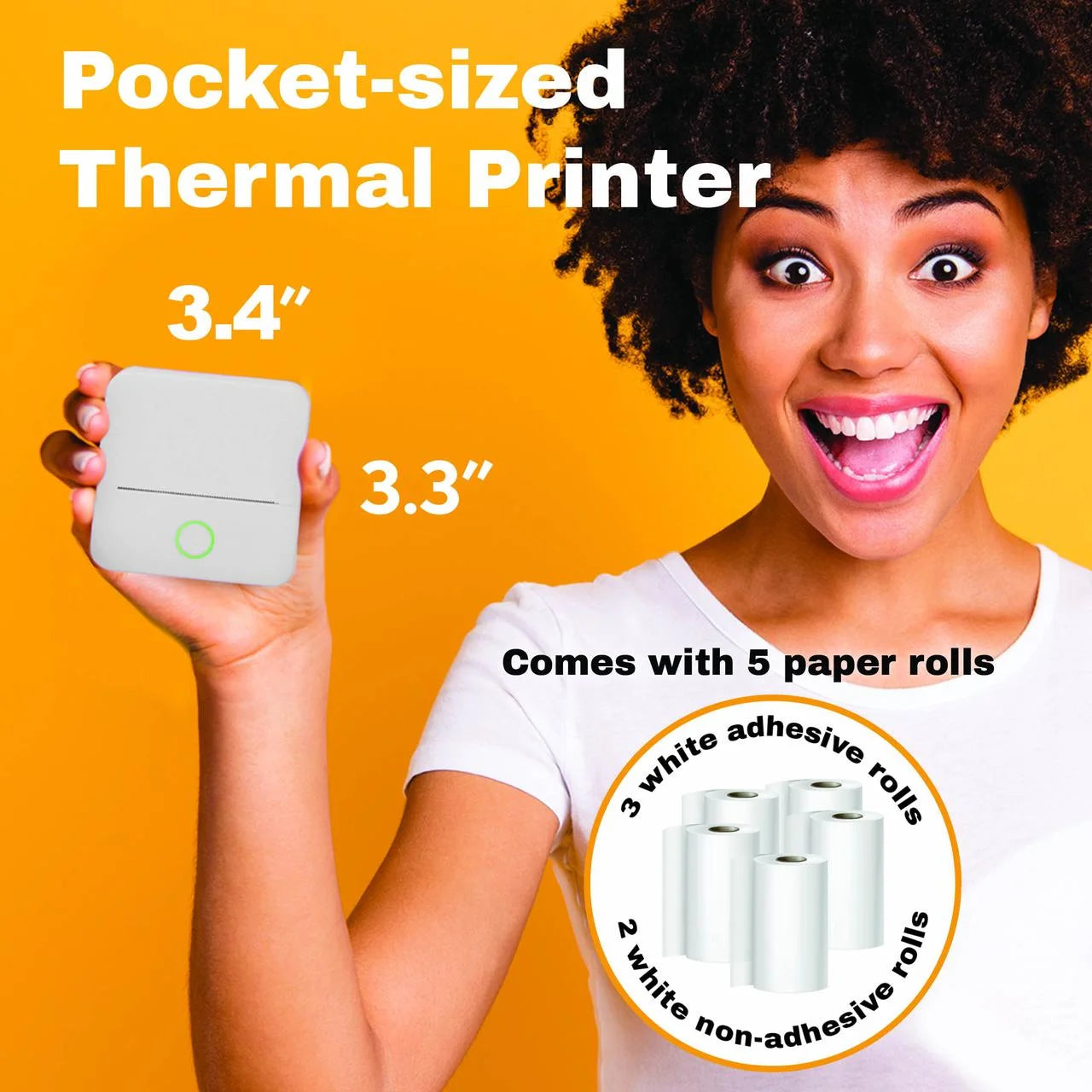 Wireless Mini Portable Inkless Thermal Printer & Label Maker + Paper