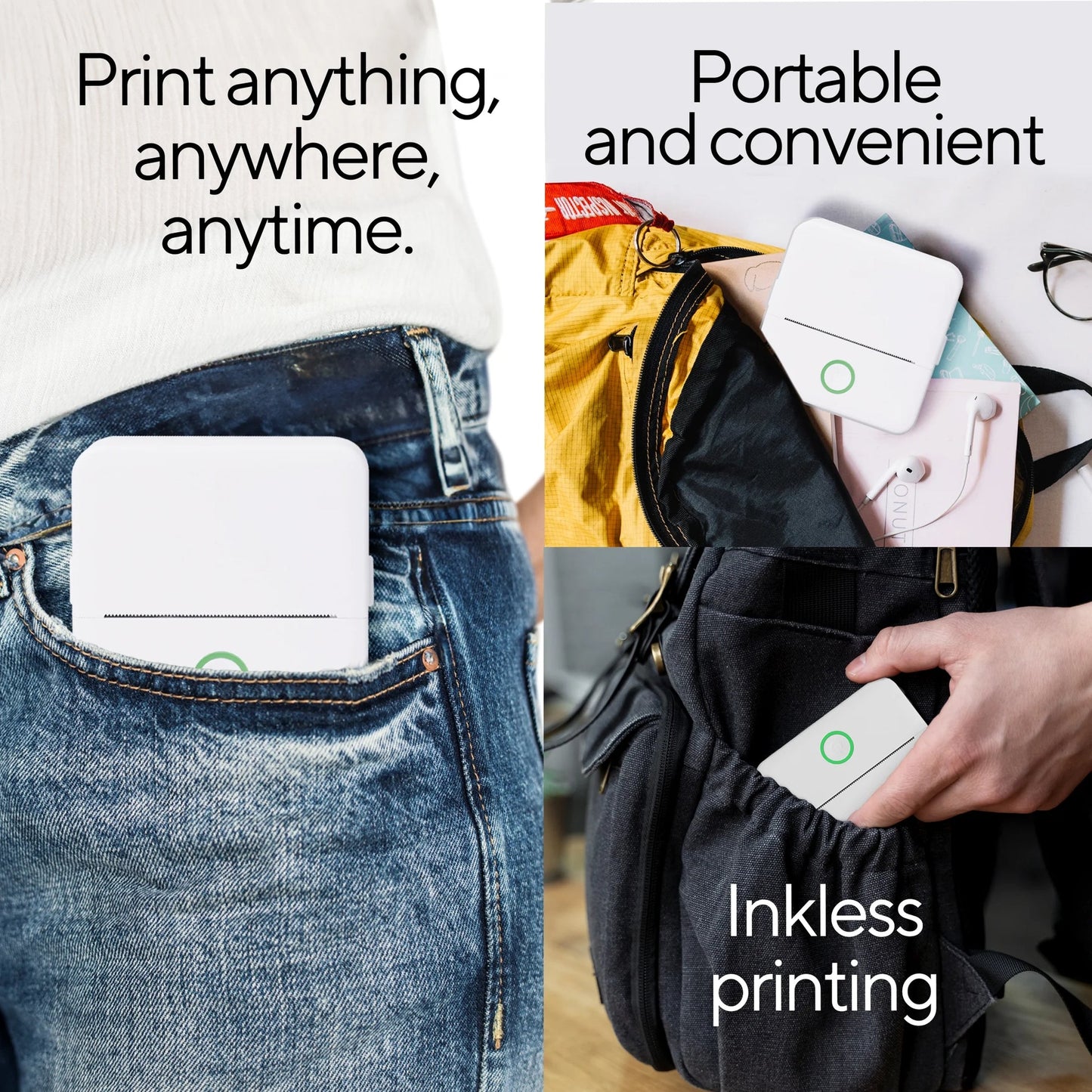 Wireless Mini Portable Inkless Thermal Printer & Label Maker + Paper