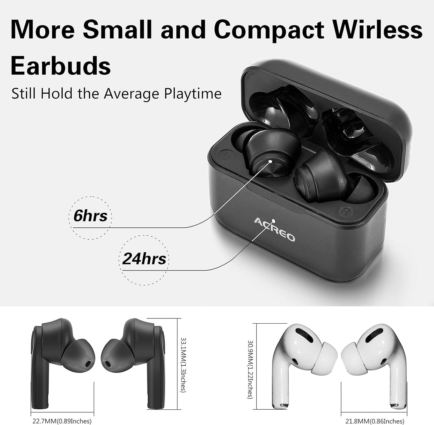 Bluetooth TWS Wireless Earbuds 24 Hours Playtime
