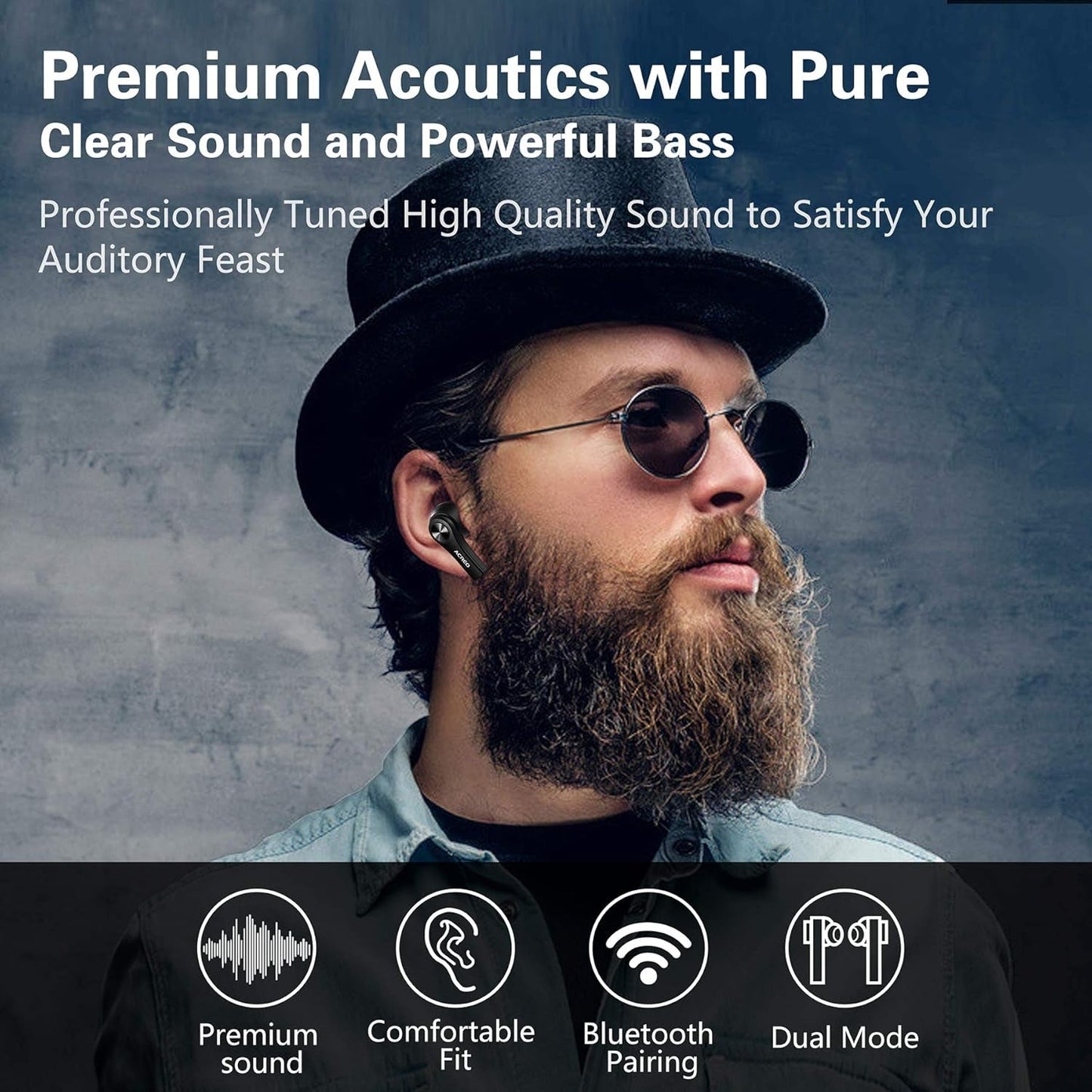 Bluetooth TWS Wireless Earbuds 24 Hours Playtime
