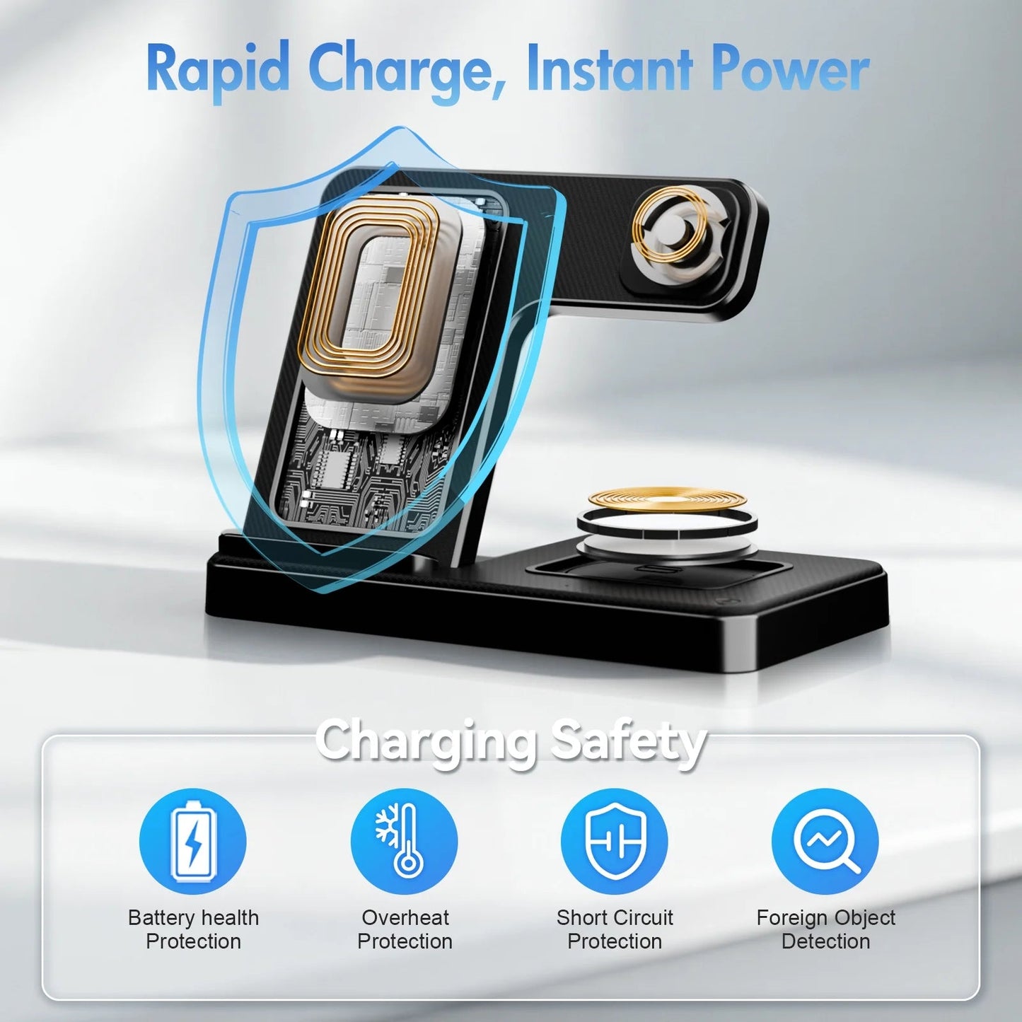 Charging Station, Wireless Charger, Magnetic Fast Charging Station Compatible with iPhone