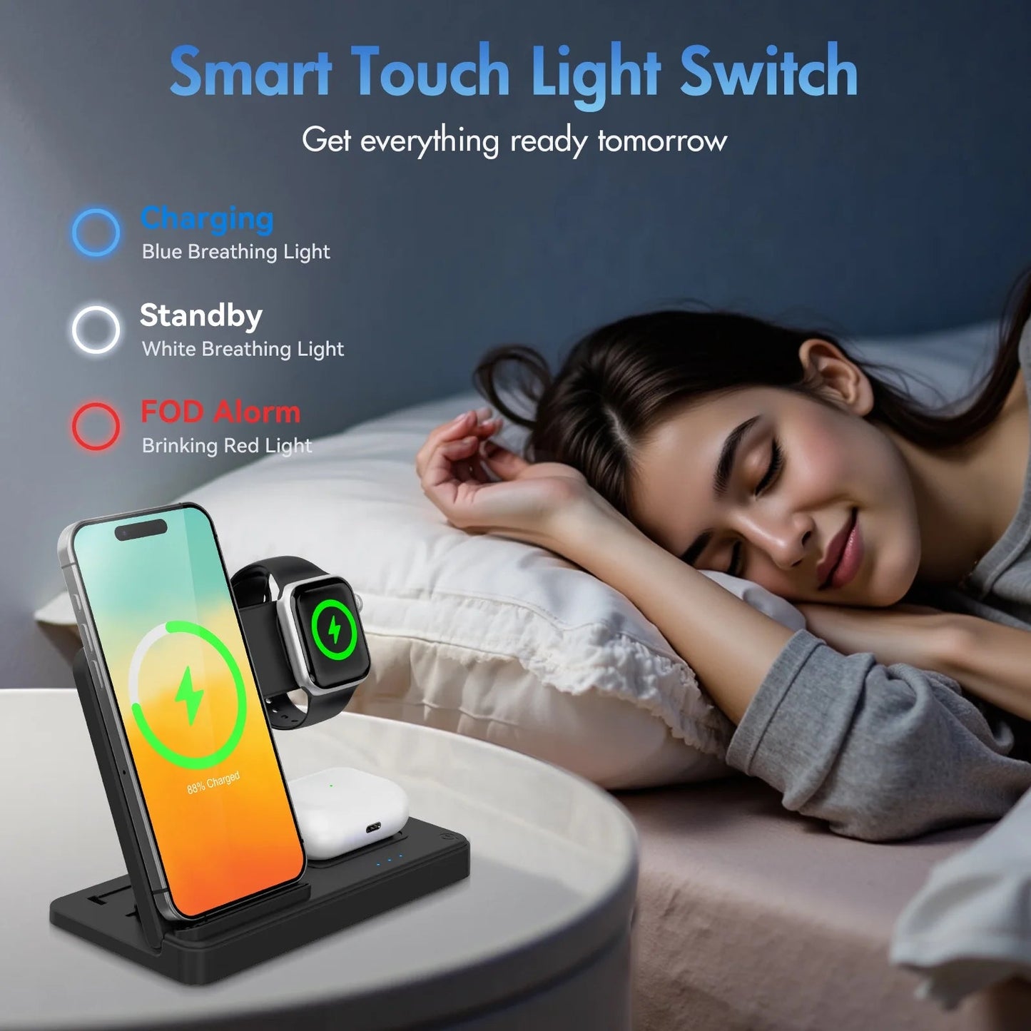 Charging Station, Wireless Charger, Magnetic Fast Charging Station Compatible with iPhone