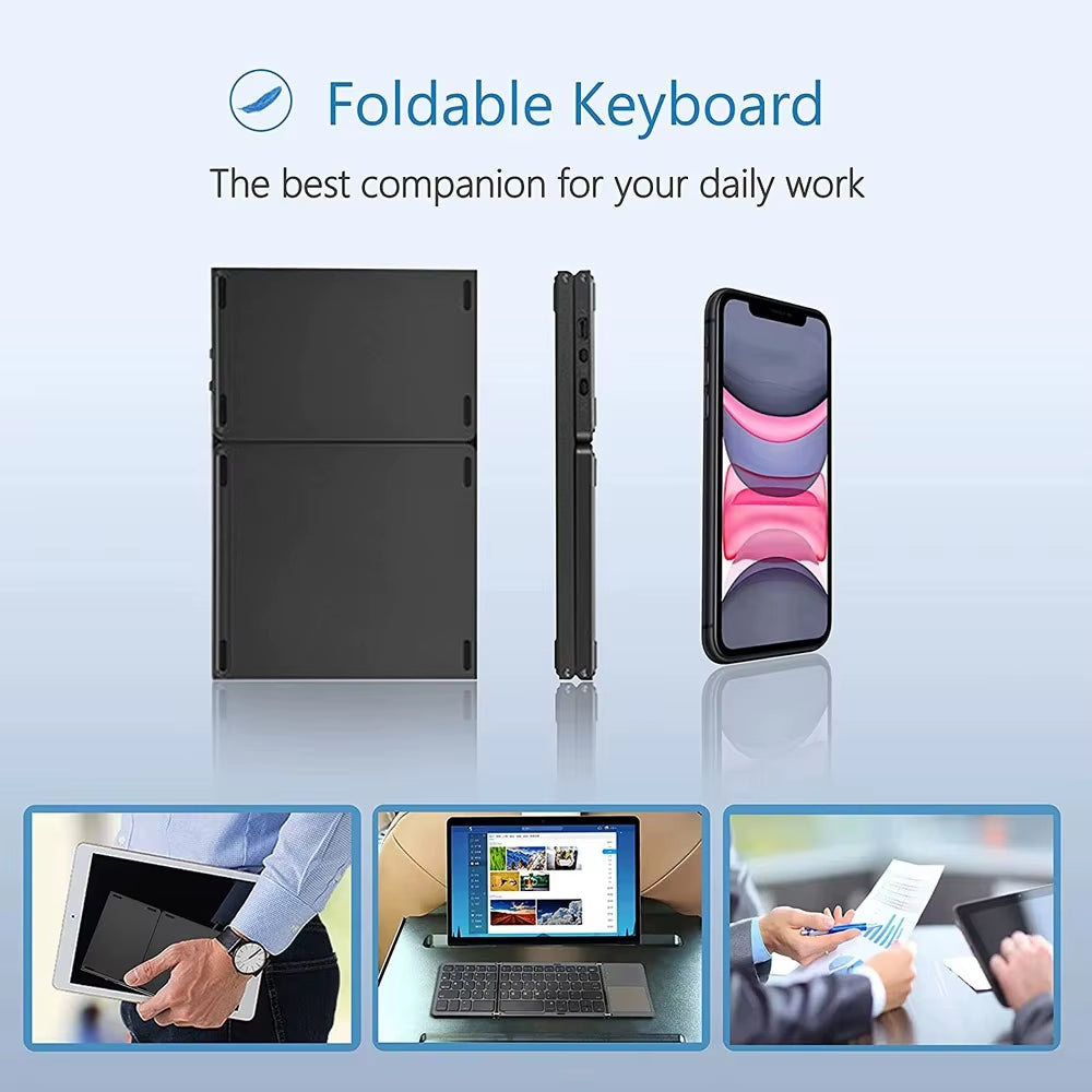 Rechargeable Mini Foldable Wireless Keyboard for Windows Android iPad & iPhone