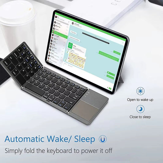 Rechargeable Mini Foldable Wireless Keyboard for Windows Android iPad & iPhone