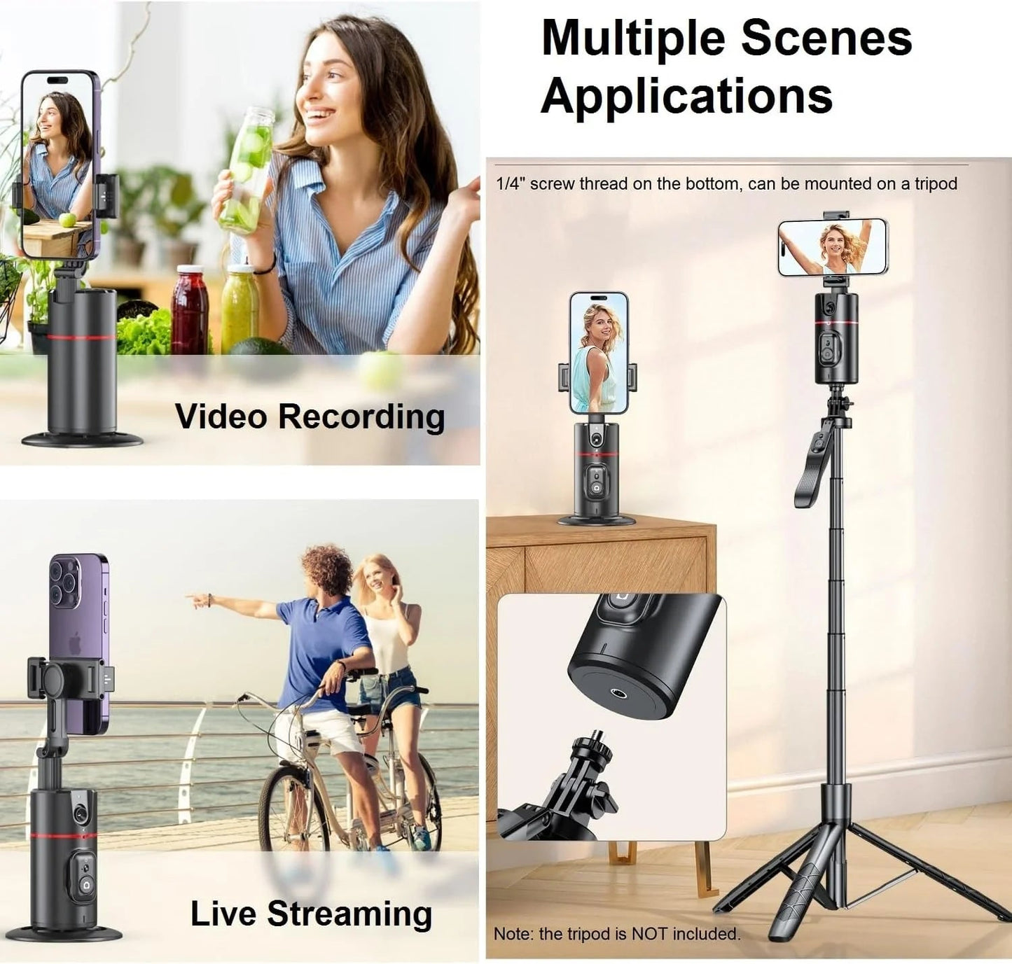 Extendable Auto Face Tracking 360 Rotating Tripod for Vlogging and Livestream