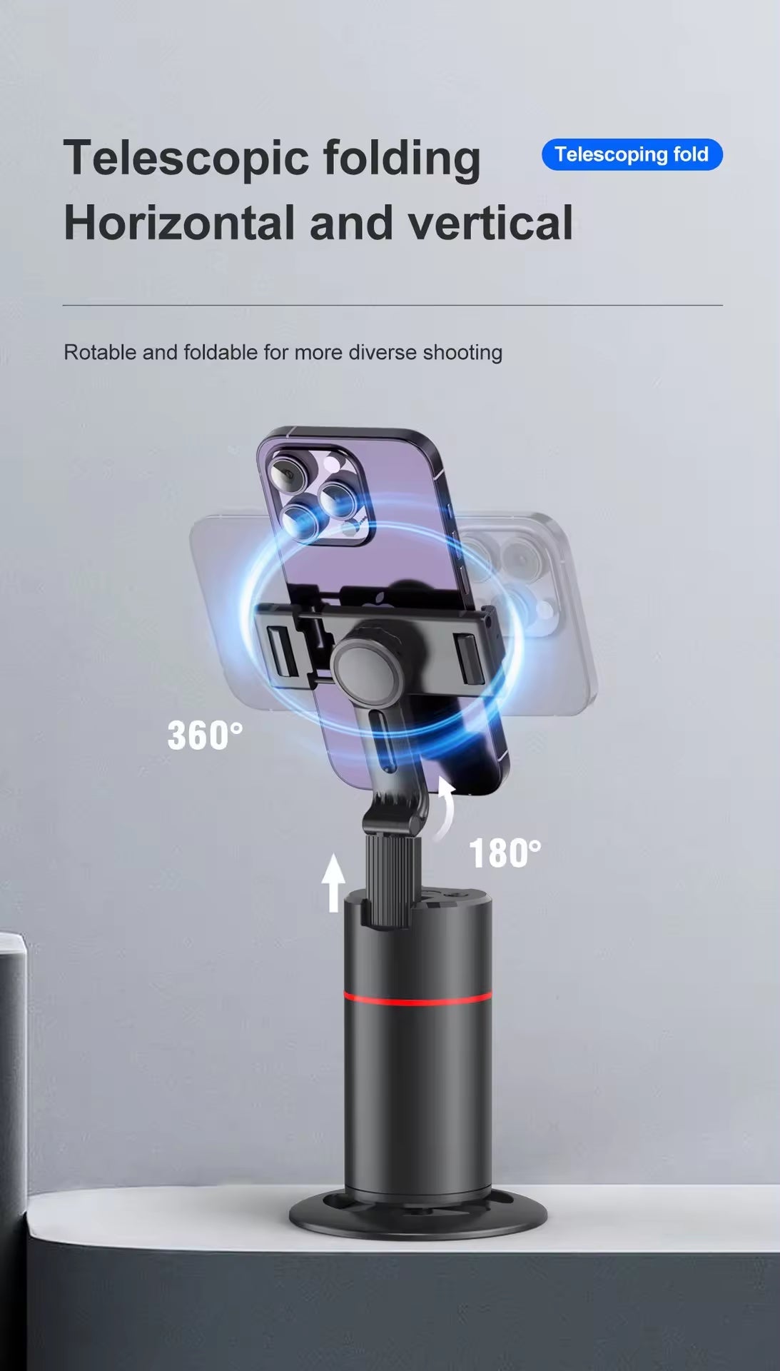 Extendable Auto Face Tracking 360 Rotating Tripod for Vlogging and Livestream