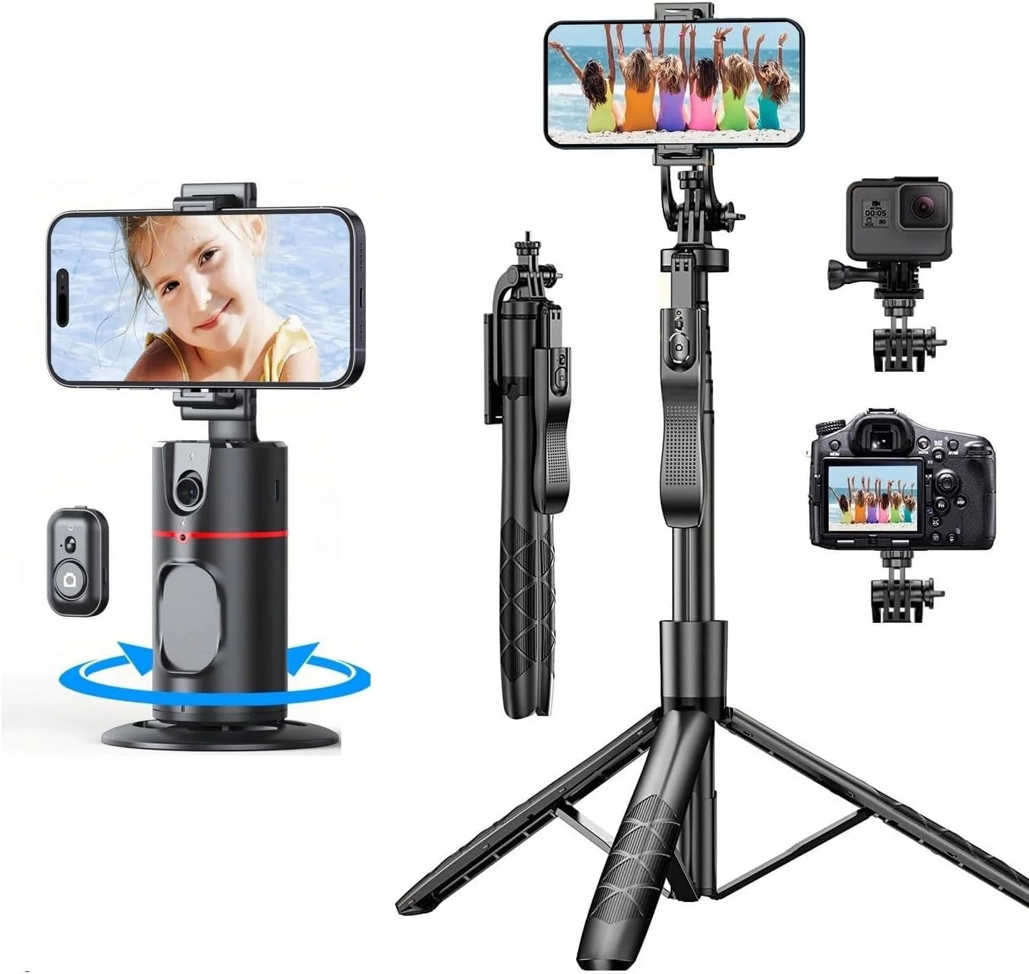 Extendable Auto Face Tracking 360 Rotating Tripod for Vlogging and Livestream