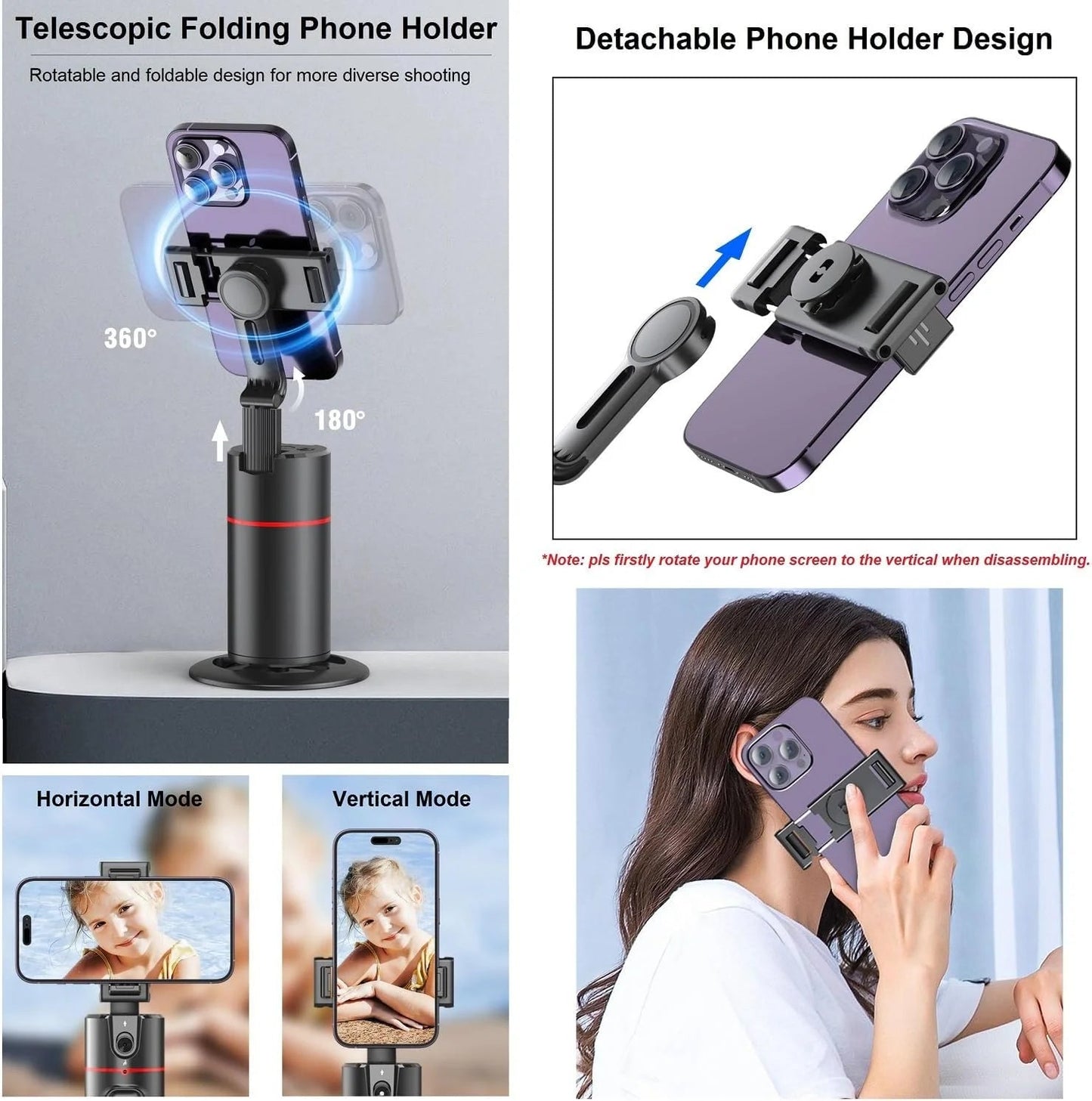Extendable Auto Face Tracking 360 Rotating Tripod for Vlogging and Livestream