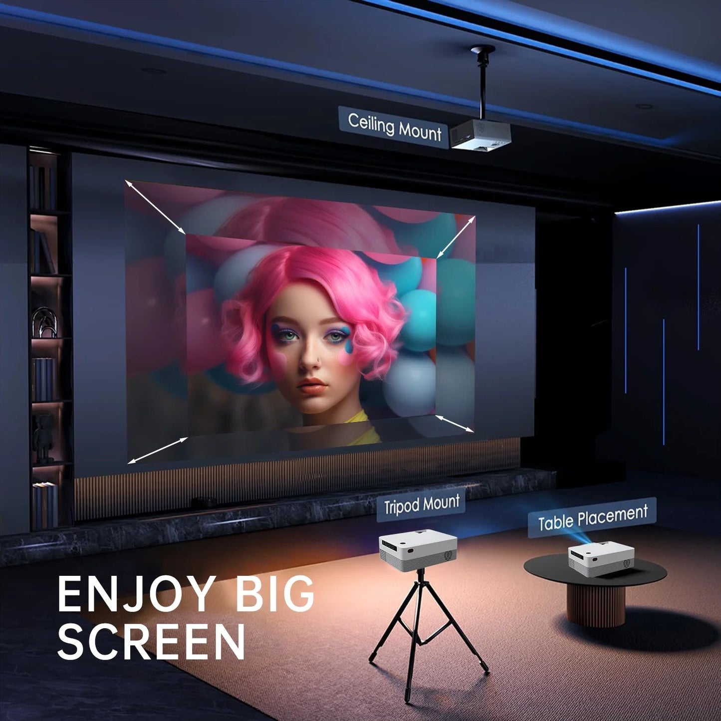WiFi Projector with Bluetooth