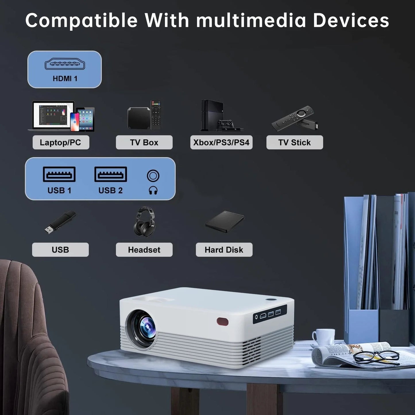 WiFi Projector with Bluetooth