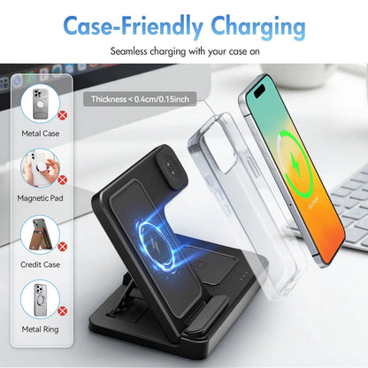 Charging Station, Wireless Charger, Magnetic Fast Charging Station Compatible with iPhone