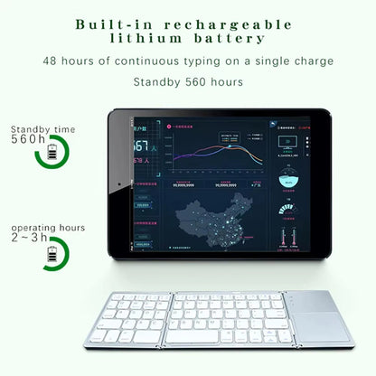 Rechargeable Mini Foldable Wireless Keyboard for Windows Android iPad & iPhone