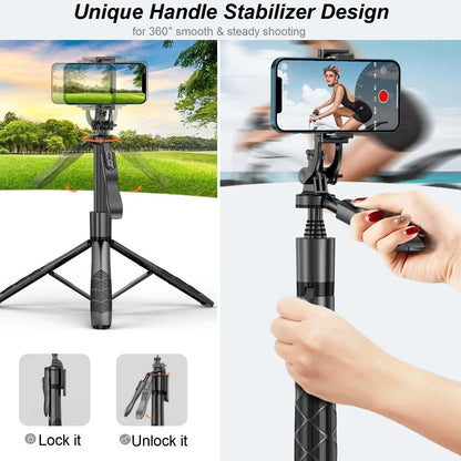 Extendable Auto Face Tracking 360 Rotating Tripod for Vlogging and Livestream