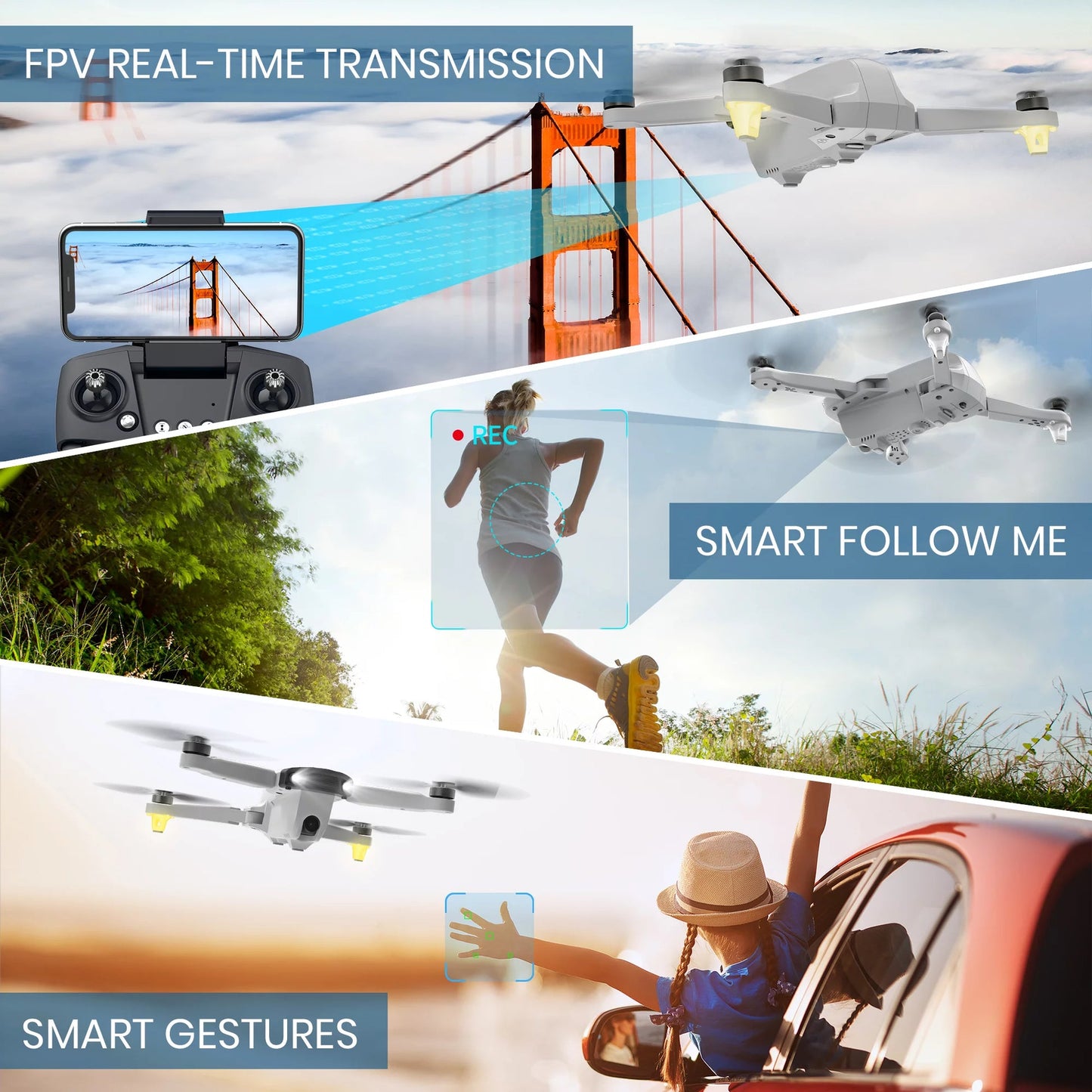 Foldable GPS Drone with 4K HD Camera FPV RC Quadcopter